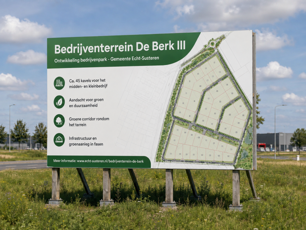 Bedrijventerrein De Berk III met zonnepanelen en energie-infrastructuur