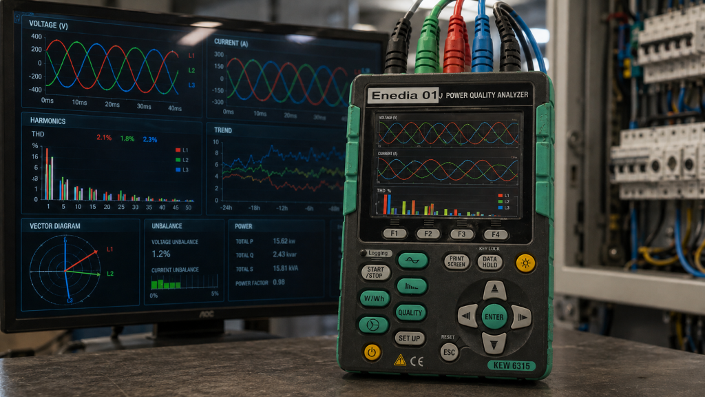 Power quality meting aan elektrische installatie